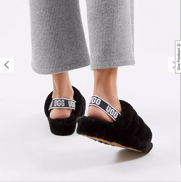 UGG Women's Fluff Yeah Black Slide Slippers - Picture 13 of 16